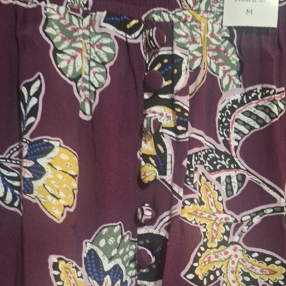 NEW.LOFT Women' Floral Midi Skirt in Purple and Cream Size M - Picture 6 of 10